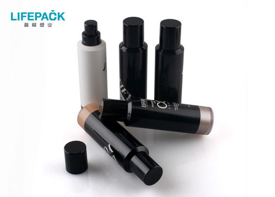 Cylinder 35ml Acrylic Airless Bottle / Black White Plastic Make Up Bottle