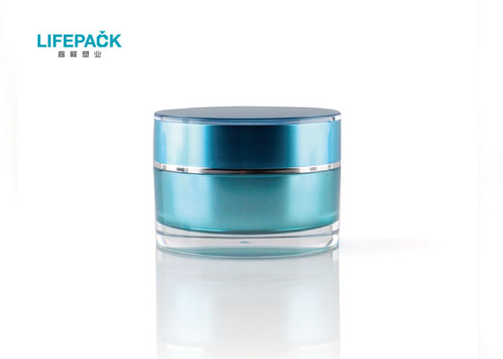blaue kosmetische Luxusgläser 50ml für Kosmetik, Zylinder-leere Make-upbehälter